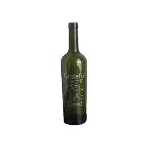 Etched Grateful Dead Wine Bottle - Dancing Bear - Handmade Empty Recycled Bottle